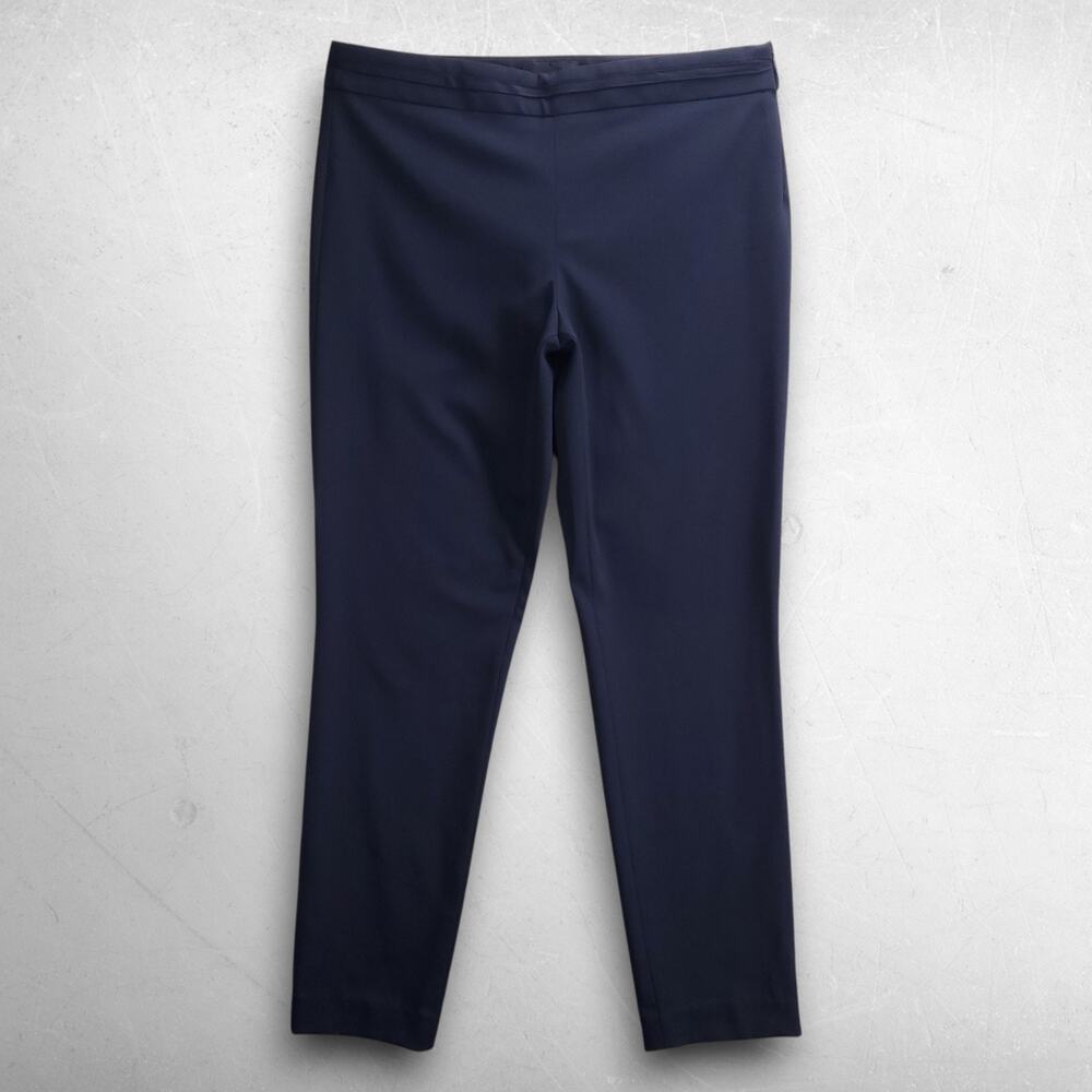 Emporio Armani Wool Tailored Dress Pants Women 31 Waist Dk Navy Stretch Side Zip